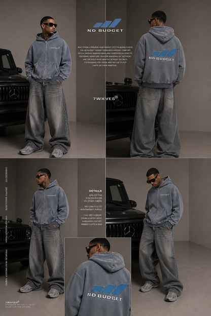 NO BUDGET™ VINTAGE ZIP THROUGH HOODIE